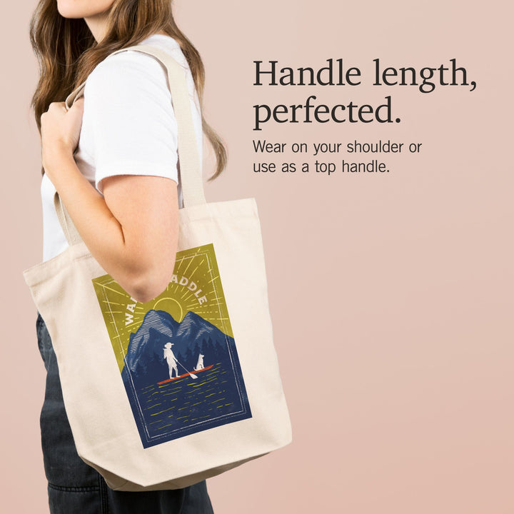 Lake Life Series, Wake And Paddle, Landscape With Mountain, Tote Bag Totes Lantern Press 