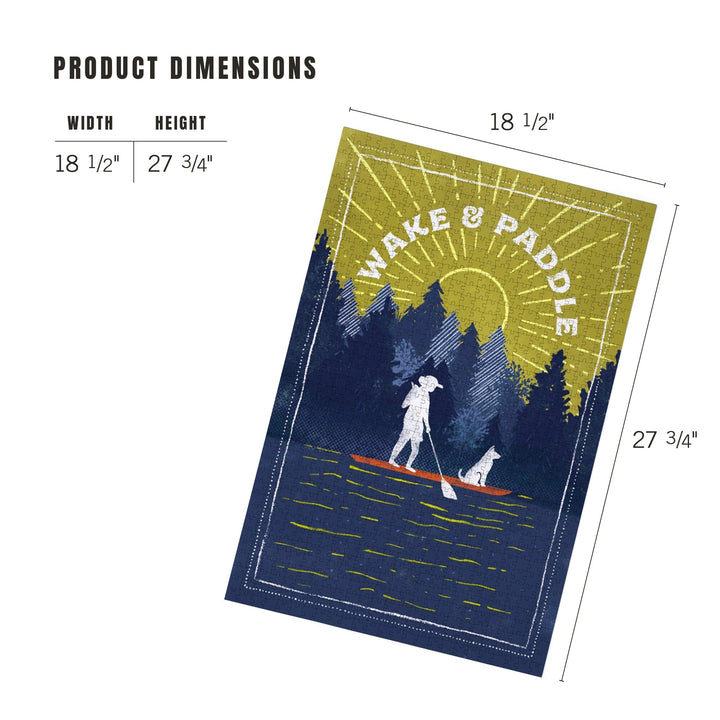 Lake Life Series, Wake and Paddle, Landscape With Trees, Jigsaw Puzzle Puzzle Lantern Press 