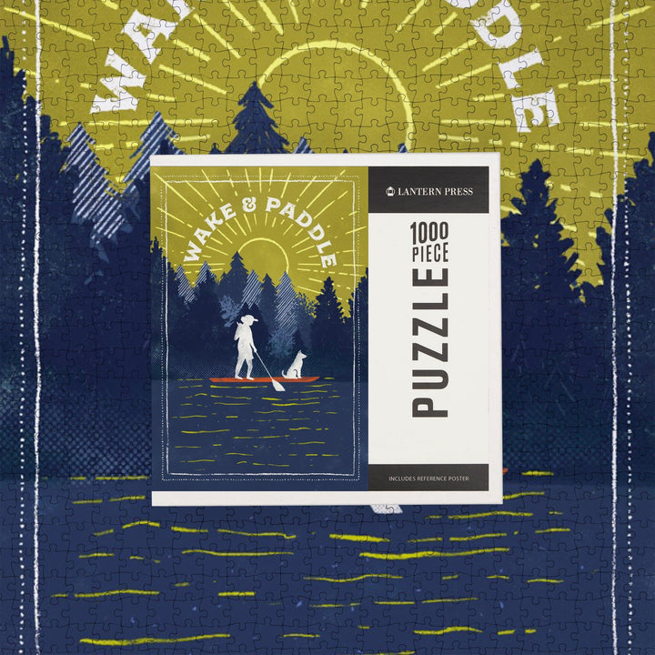 Lake Life Series, Wake and Paddle, Landscape With Trees, Jigsaw Puzzle Puzzle Lantern Press 