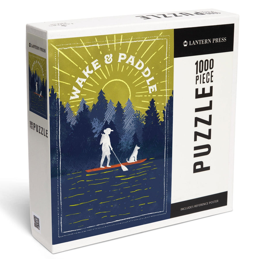 Lake Life Series, Wake and Paddle, Landscape With Trees, Jigsaw Puzzle Puzzle Lantern Press 