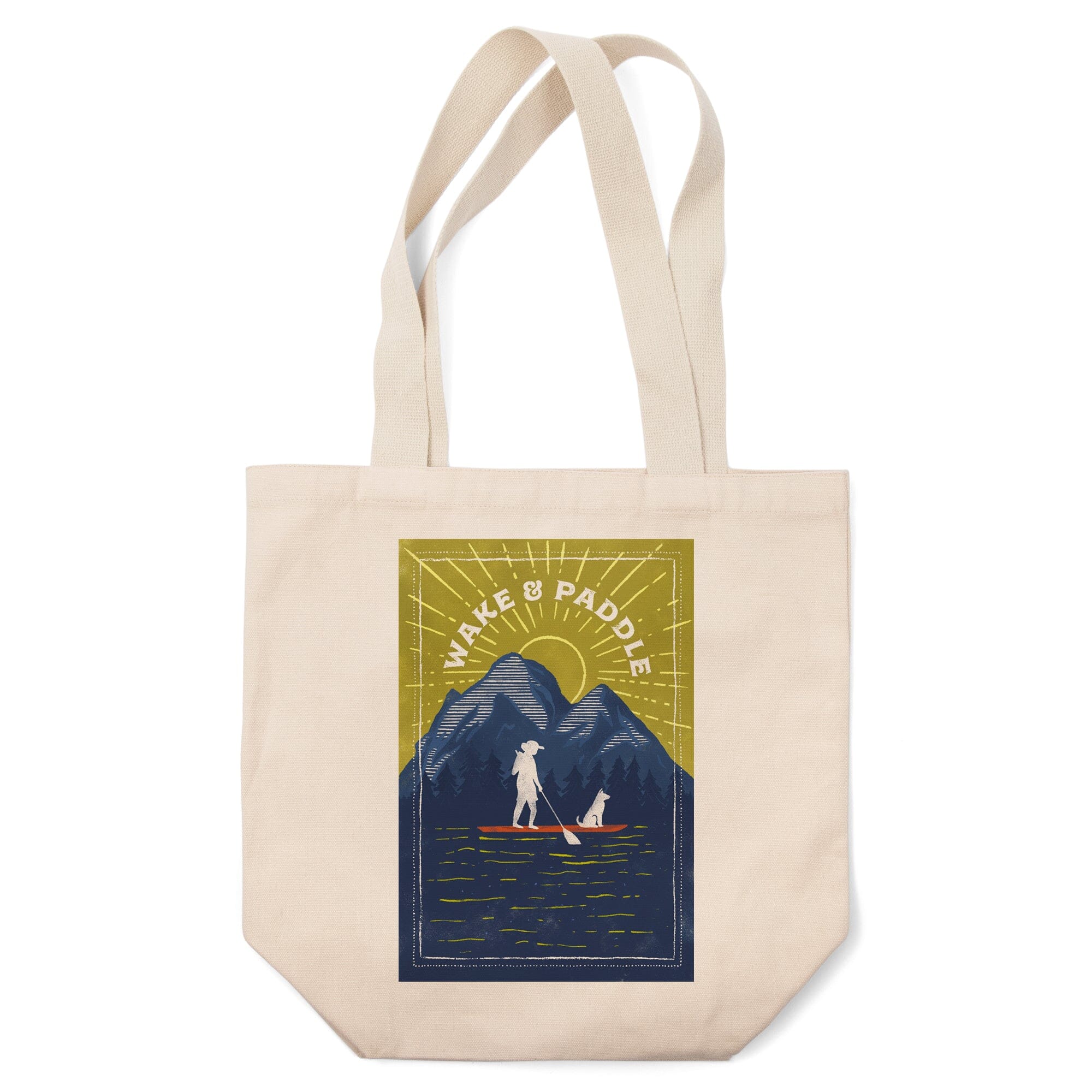 Lake Life Series Wake And Paddle canvas tote bag Lantern Press