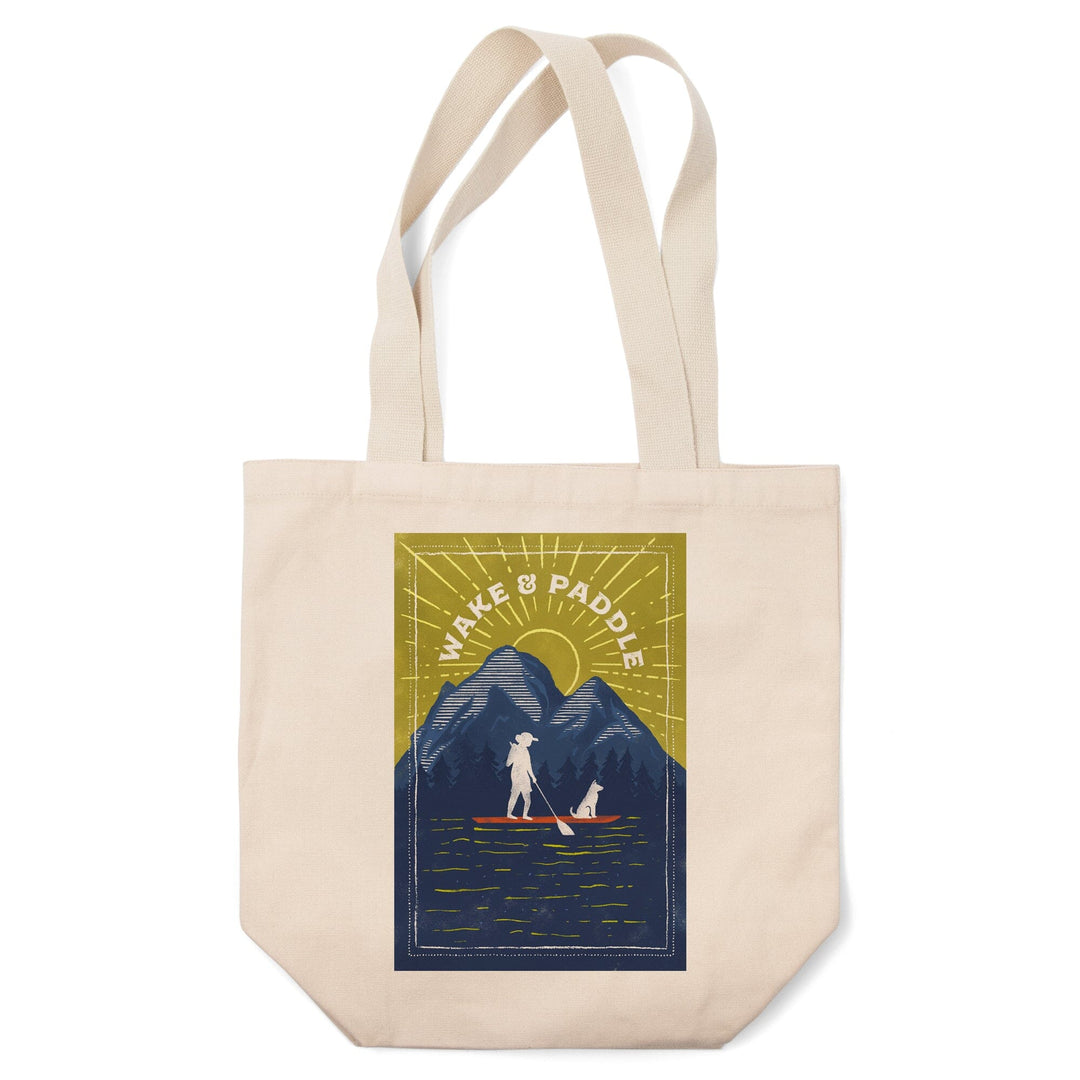 Lake Life Series, Wake And Paddle, Tote Bag - Lantern Press