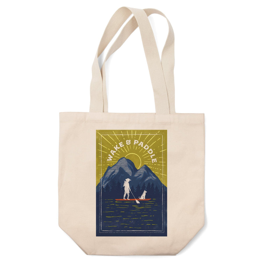 Lake Life Series, Wake And Paddle, Tote Bag Totes Lantern Press 