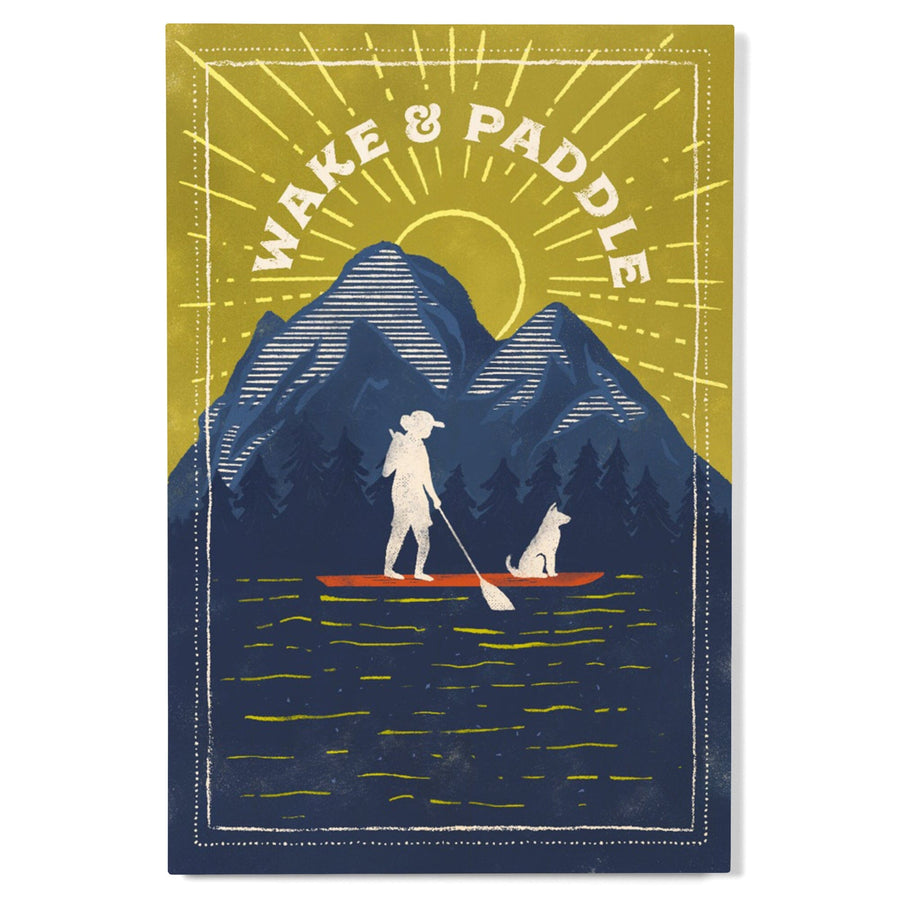 Lake Life Series, Wake And Paddle, Wood Signs and Postcards - Lantern Press