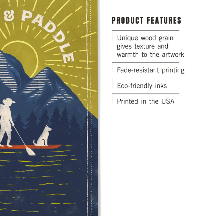 Lake Life Series, Wake And Paddle, Wood Signs and Postcards - Lantern Press