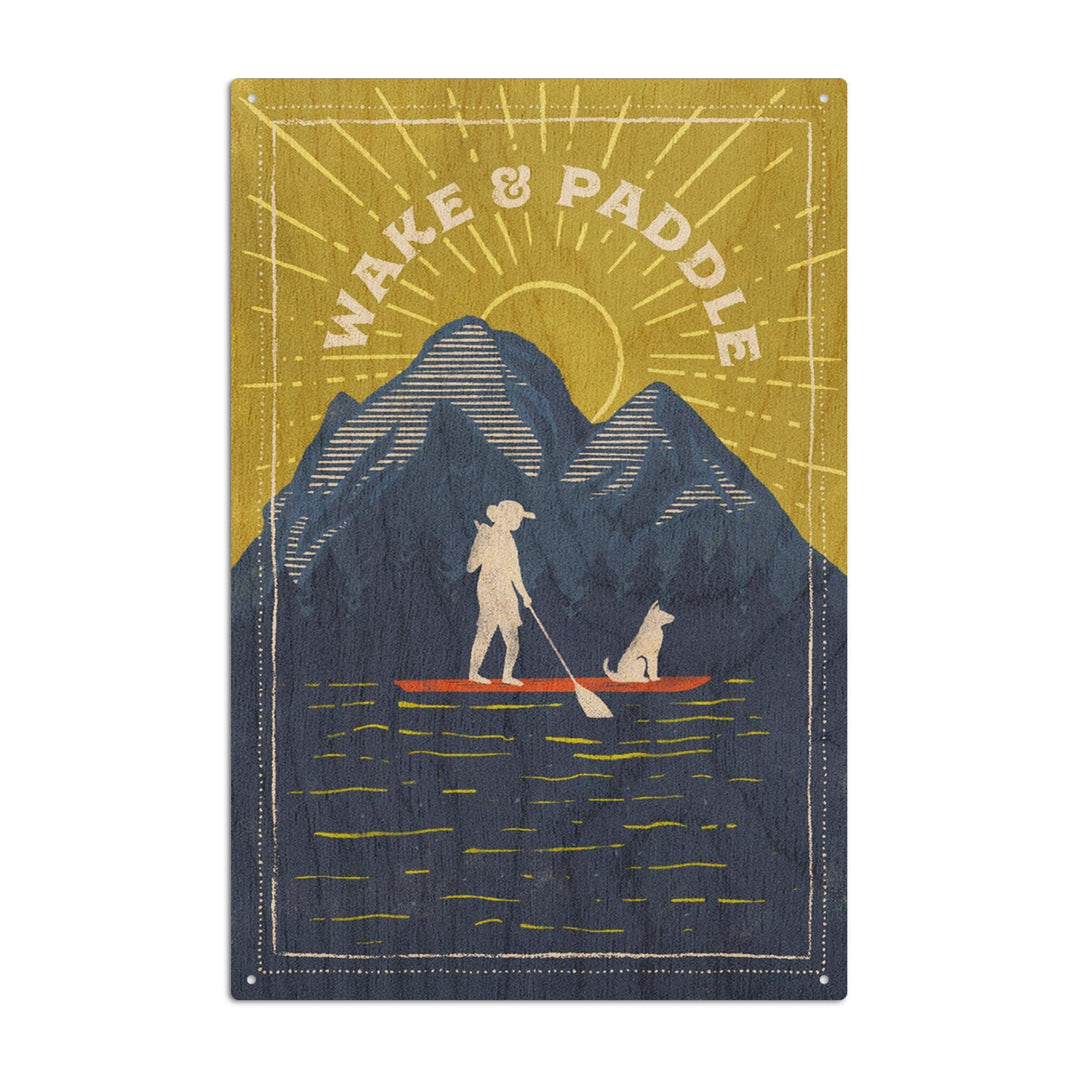 Lake Life Series, Wake And Paddle, Wood Signs and Postcards - Lantern Press