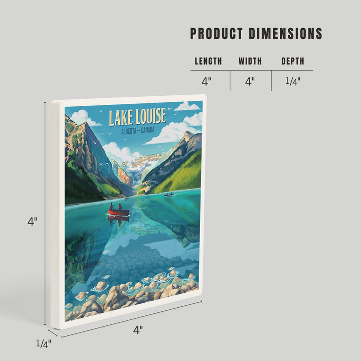 Lake Louise, Alberta, Canada, Lithograph, Summer on Lake Louise, Coasters Coasters Lantern Press 