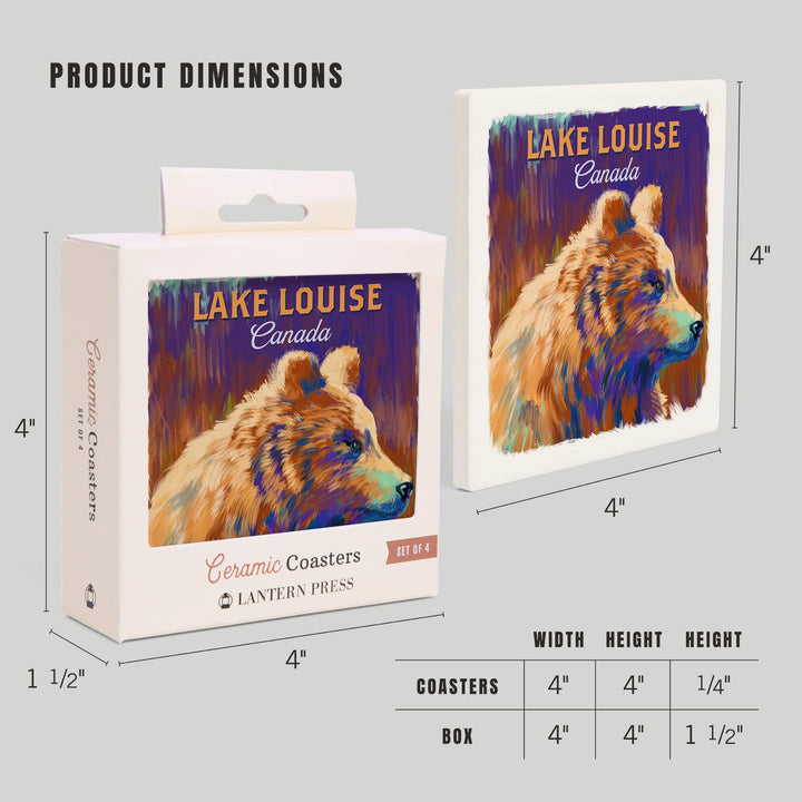 Lake Louise, Canada, Grizzly Bear, Vivid, Coasters Coasters Lantern Press 