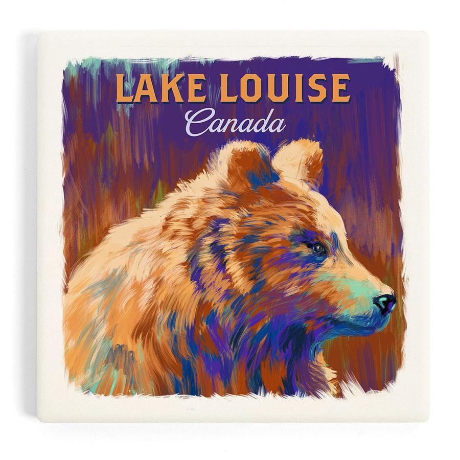 Lake Louise, Canada, Grizzly Bear, Vivid, Coasters Coasters Lantern Press 