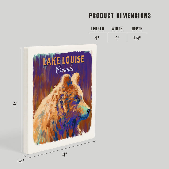Lake Louise, Canada, Grizzly Bear, Vivid, Coasters Coasters Lantern Press 