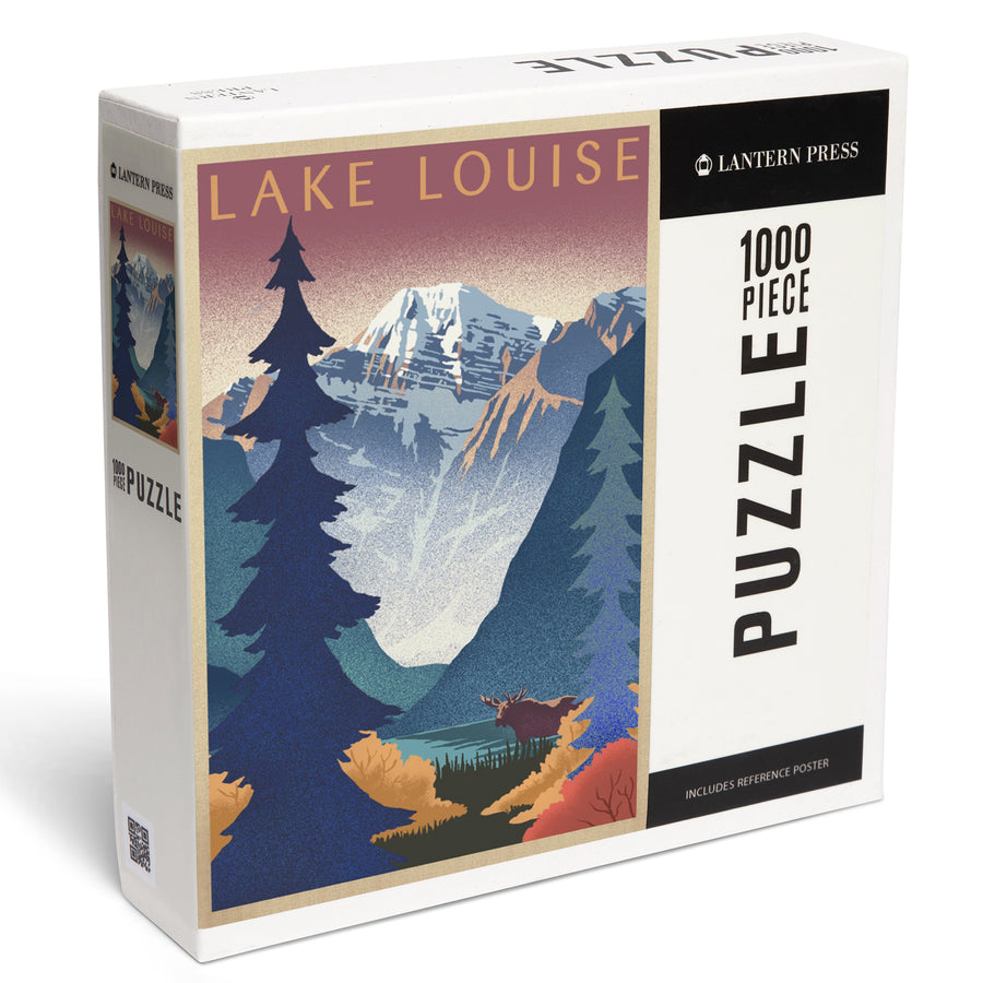 Lake Louise, Canada, Mountain Scene, Lithograph, Jigsaw Puzzle Puzzle Lantern Press 