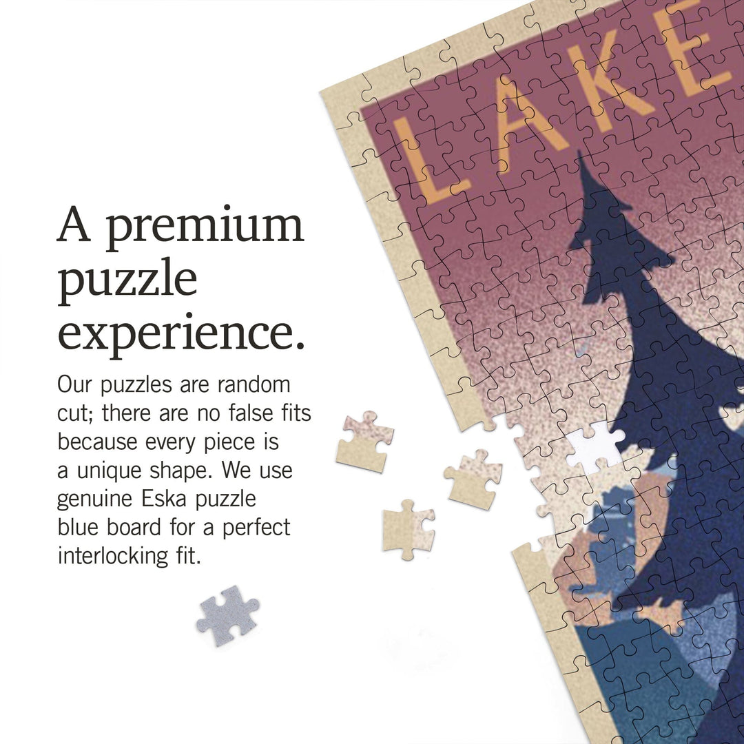 Lake Louise, Canada, Mountain Scene, Lithograph, Jigsaw Puzzle Puzzle Lantern Press 