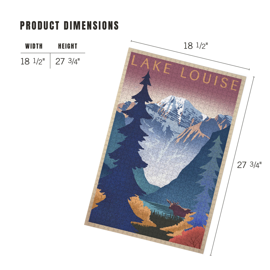 Lake Louise, Canada, Mountain Scene, Lithograph, Jigsaw Puzzle Puzzle Lantern Press 