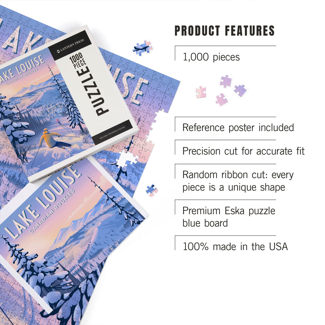 Lake Louise, Canada, Ski for Miles, Skiing, Jigsaw Puzzle Puzzle Lantern Press 