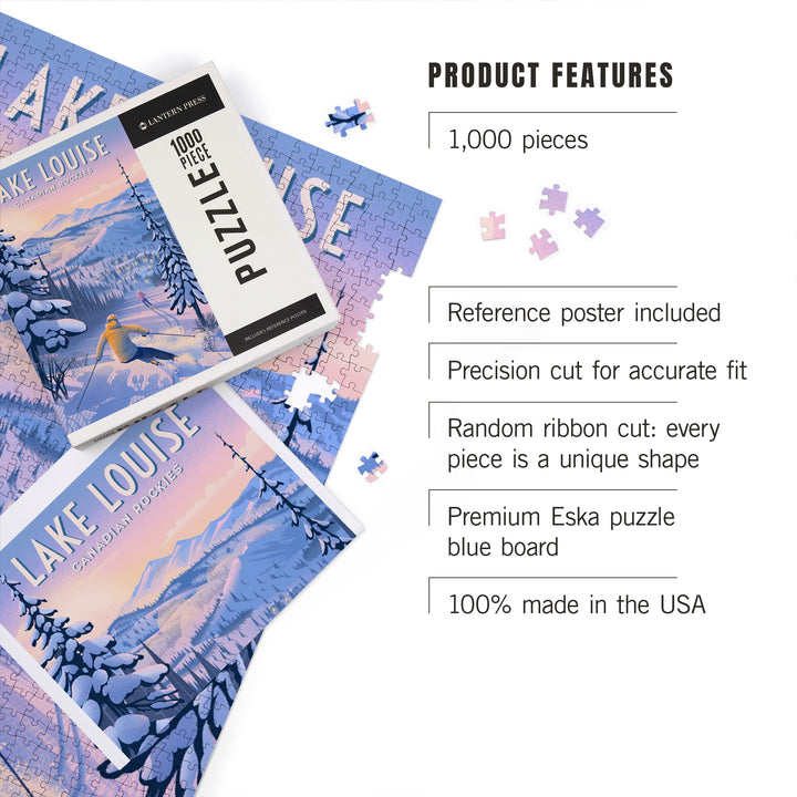 Lake Louise, Canada, Ski for Miles, Skiing, Jigsaw Puzzle Puzzle Lantern Press 