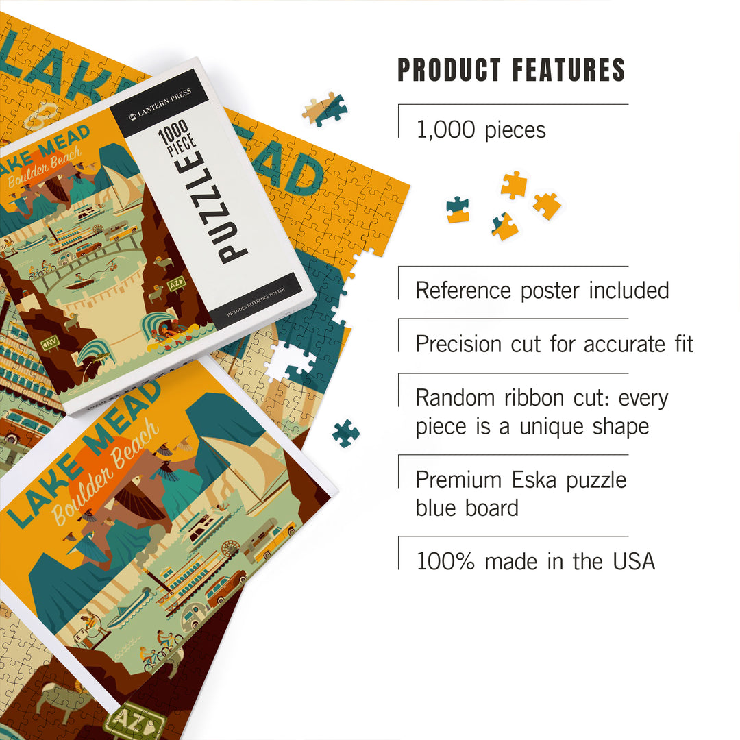 Lake Mead, Boulder Beach, Geometric (lp_archive), Jigsaw Puzzle Puzzle Lantern Press 