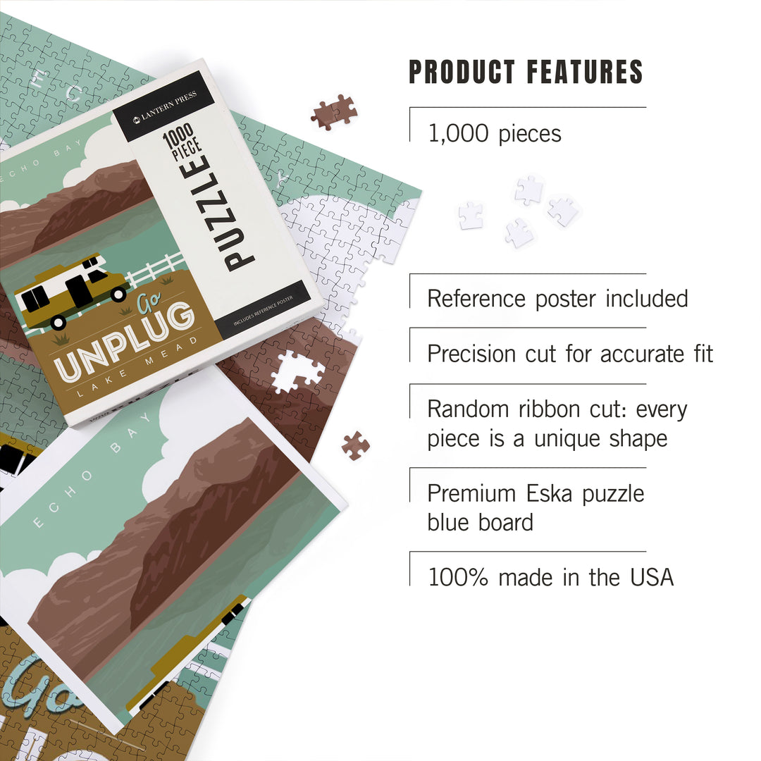 Lake Mead, Echo Bay, Go Unplug, Jigsaw Puzzle Puzzle Lantern Press 