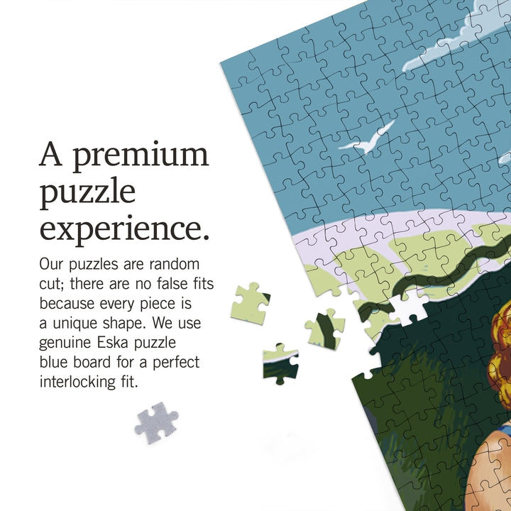 Lake Michigan, Beach Scene, Jigsaw Puzzle Puzzle Lantern Press 