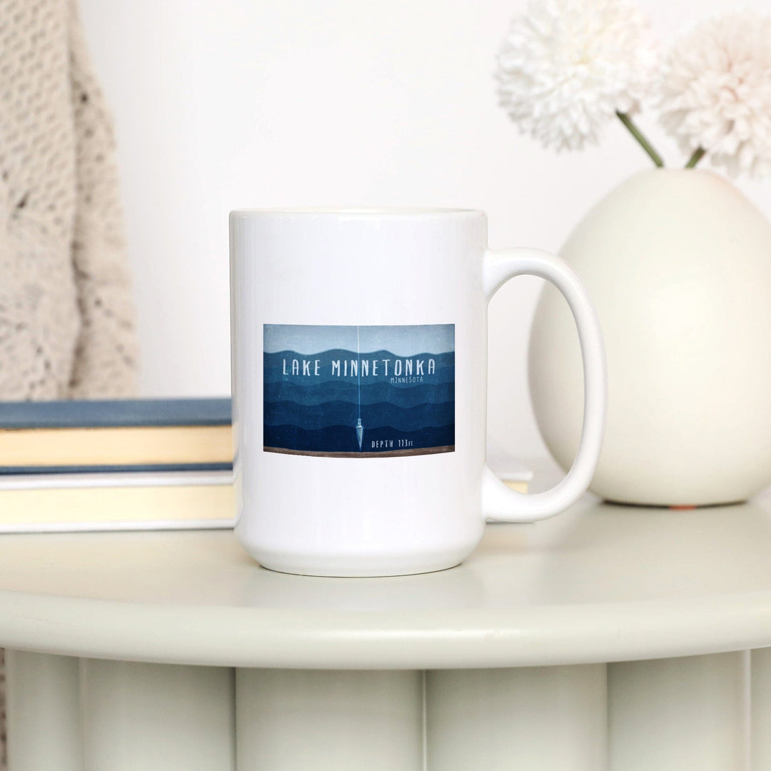 Lake Minnetonka, Minnesota, Lake Essentials, Lake Depth, Lantern Press Artwork, Ceramic Mug - Lantern Press