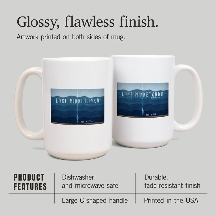 Lake Minnetonka, Minnesota, Lake Essentials, Lake Depth, Lantern Press Artwork, Ceramic Mug - Lantern Press
