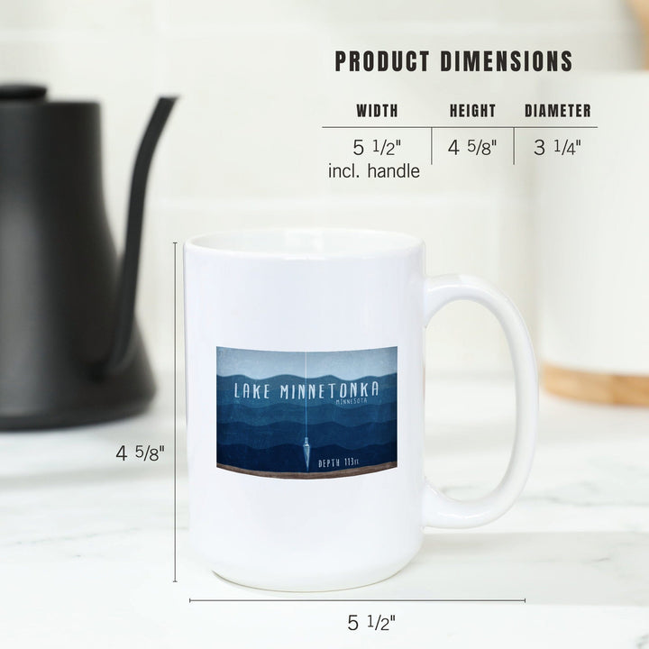 Lake Minnetonka, Minnesota, Lake Essentials, Lake Depth, Lantern Press Artwork, Ceramic Mug - Lantern Press