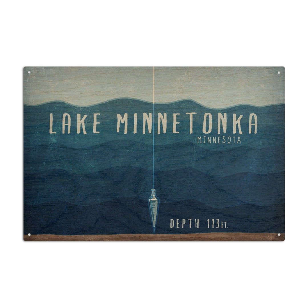 Lake Minnetonka, Minnesota, Lake Essentials, Lake Depth, Lantern Press Artwork, Wood Signs and Postcards Wood Lantern Press 10 x 15 Wood Sign 