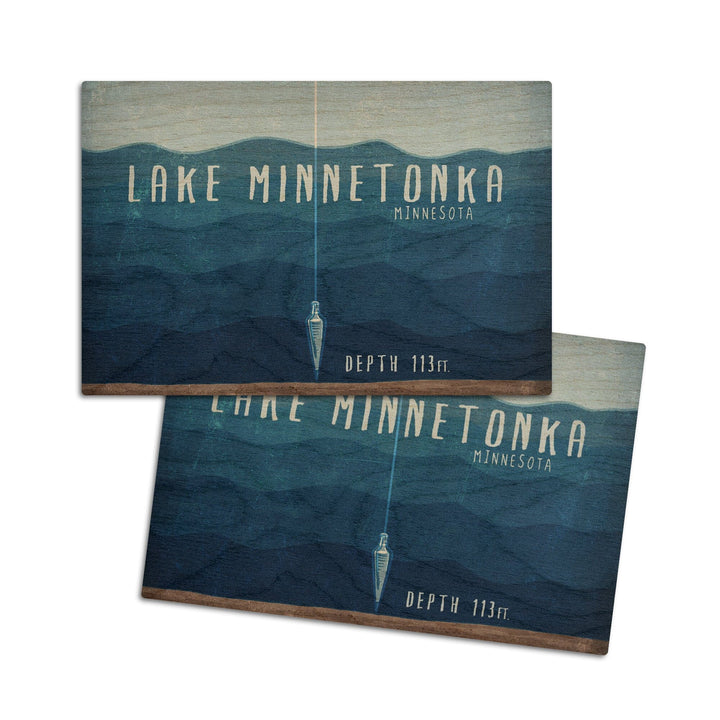 Lake Minnetonka, Minnesota, Lake Essentials, Lake Depth, Lantern Press Artwork, Wood Signs and Postcards - Lantern Press