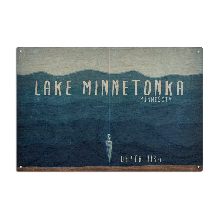 Lake Minnetonka, Minnesota, Lake Essentials, Lake Depth, Lantern Press Artwork, Wood Signs and Postcards Wood Lantern Press 6x9 Wood Sign 