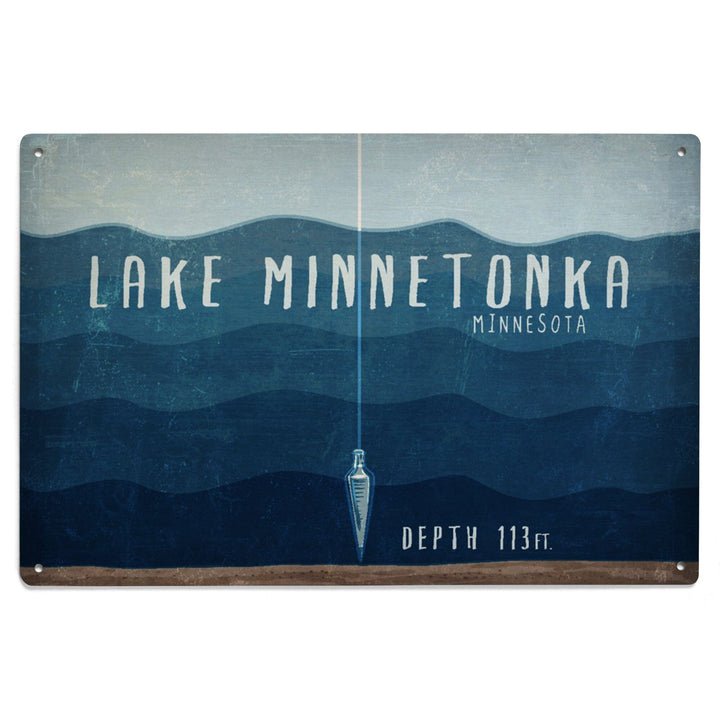 Lake Minnetonka, Minnesota, Lake Essentials, Lake Depth, Lantern Press Artwork, Wood Signs and Postcards Wood Lantern Press 