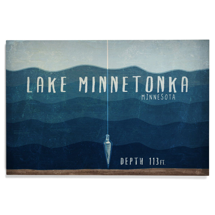 Lake Minnetonka, Minnesota, Lake Essentials, Lake Depth, Lantern Press Artwork, Wood Signs and Postcards Wood Lantern Press 