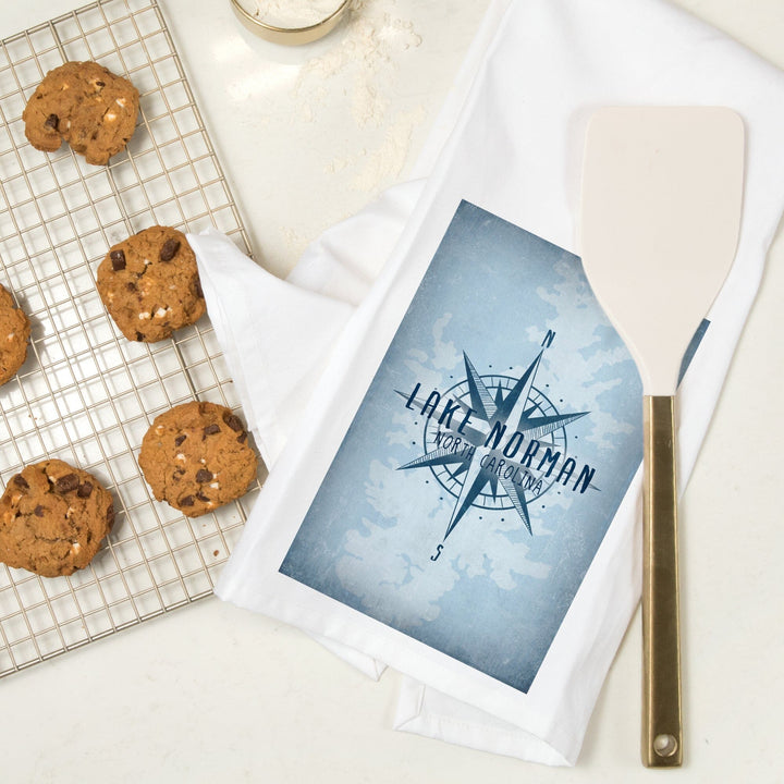 Lake Norman, North Carolina, Lake Essentials, Lake and Compass, Organic Cotton Kitchen Tea Towels Kitchen Lantern Press 