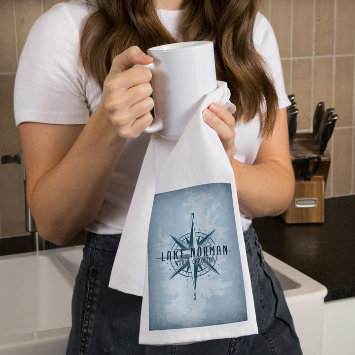 Lake Norman, North Carolina, Lake Essentials, Lake and Compass, Organic Cotton Kitchen Tea Towels Kitchen Lantern Press 