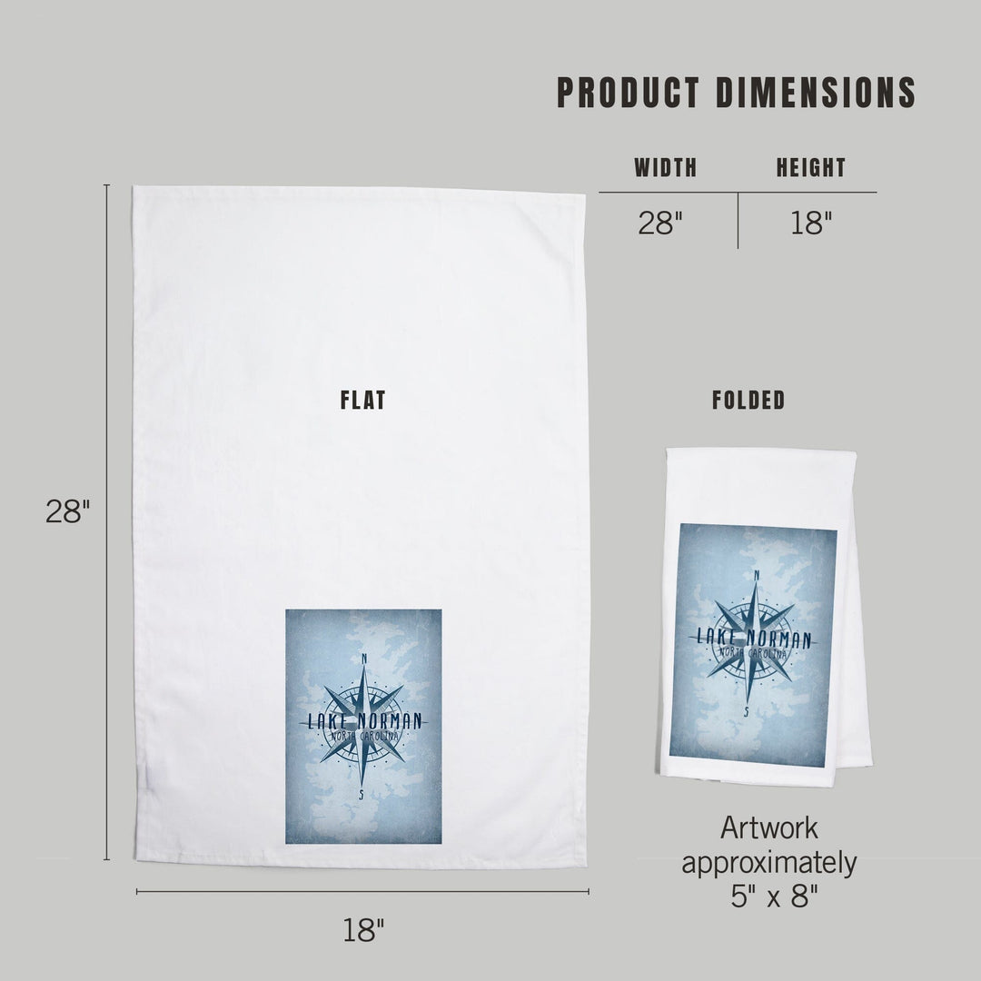 Lake Norman, North Carolina, Lake Essentials, Lake and Compass, Organic Cotton Kitchen Tea Towels Kitchen Lantern Press 