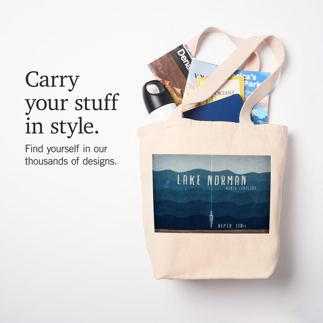 Lake Norman, North Carolina, Lake Essentials, Lake Depth, Lantern Press Artwork, Tote Bag - Lantern Press