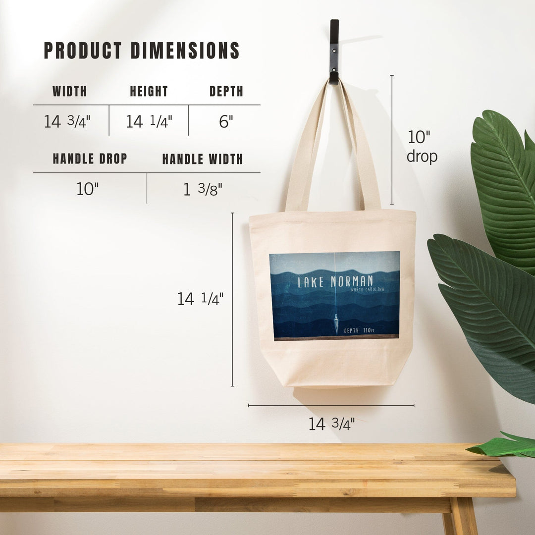 Lake Norman, North Carolina, Lake Essentials, Lake Depth, Tote Bag Totes Lantern Press 