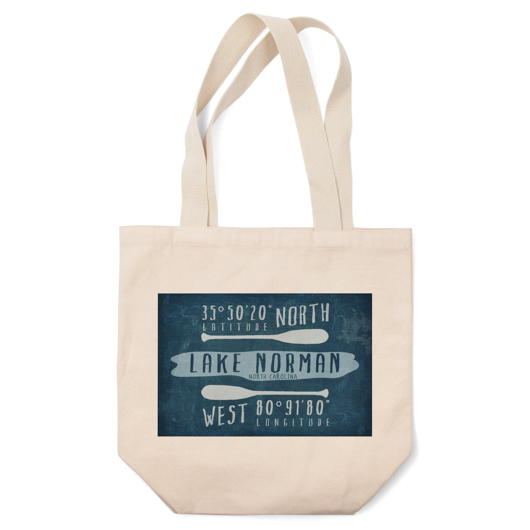 Lake Norman, North Carolina, Lake Essentials, Latitude & Longitude, Lantern Press Artwork, Tote Bag - Lantern Press