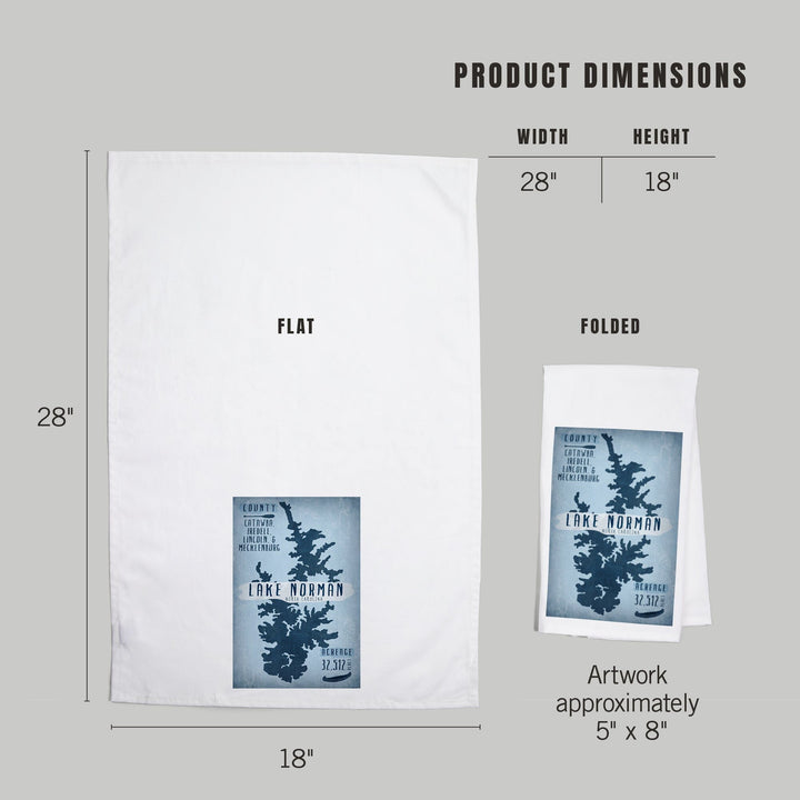 Lake Norman, North Carolina, Lake Essentials, Shape, Acreage and County, Organic Cotton Kitchen Tea Towels Kitchen Lantern Press 