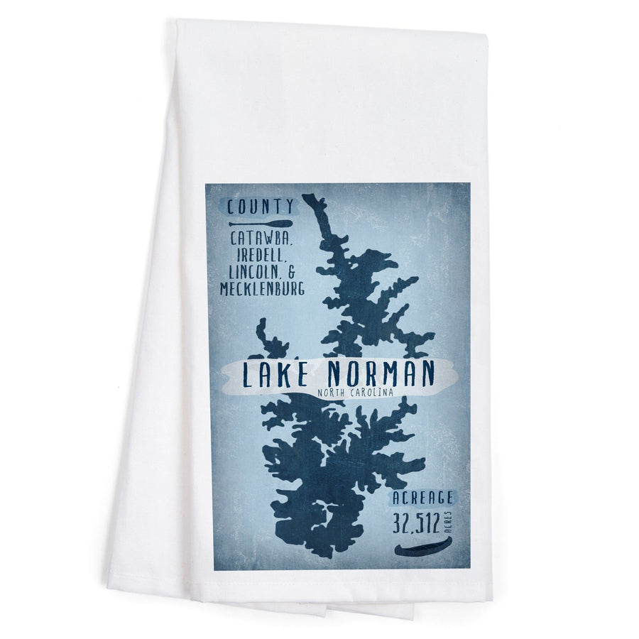 Lake Norman, North Carolina, Lake Essentials, Shape, Acreage and County, Organic Cotton Kitchen Tea Towels Kitchen Lantern Press 