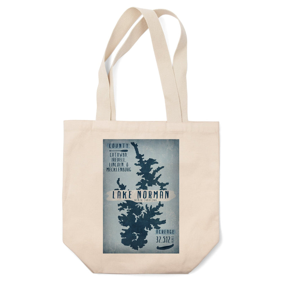 Lake Norman, North Carolina, Lake Essentials, Shape, Acreage and County, Tote Bag Totes Lantern Press 