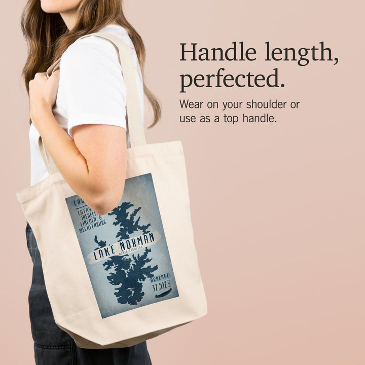 Lake Norman, North Carolina, Lake Essentials, Shape, Acreage and County, Tote Bag Totes Lantern Press 