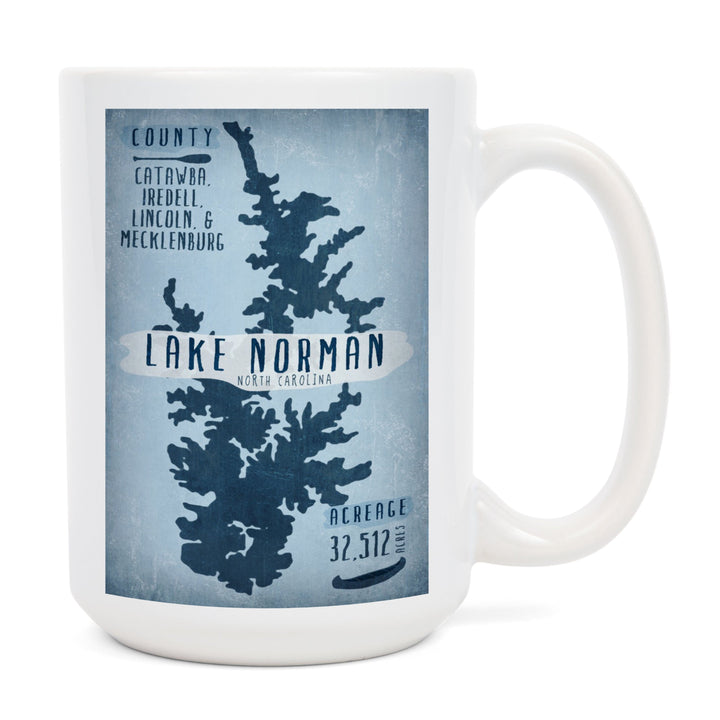 Lake Norman, North Carolina, Lake Essentials, Shape, Acreage & County, Lantern Press Artwork, Ceramic Mug Mugs Lantern Press 