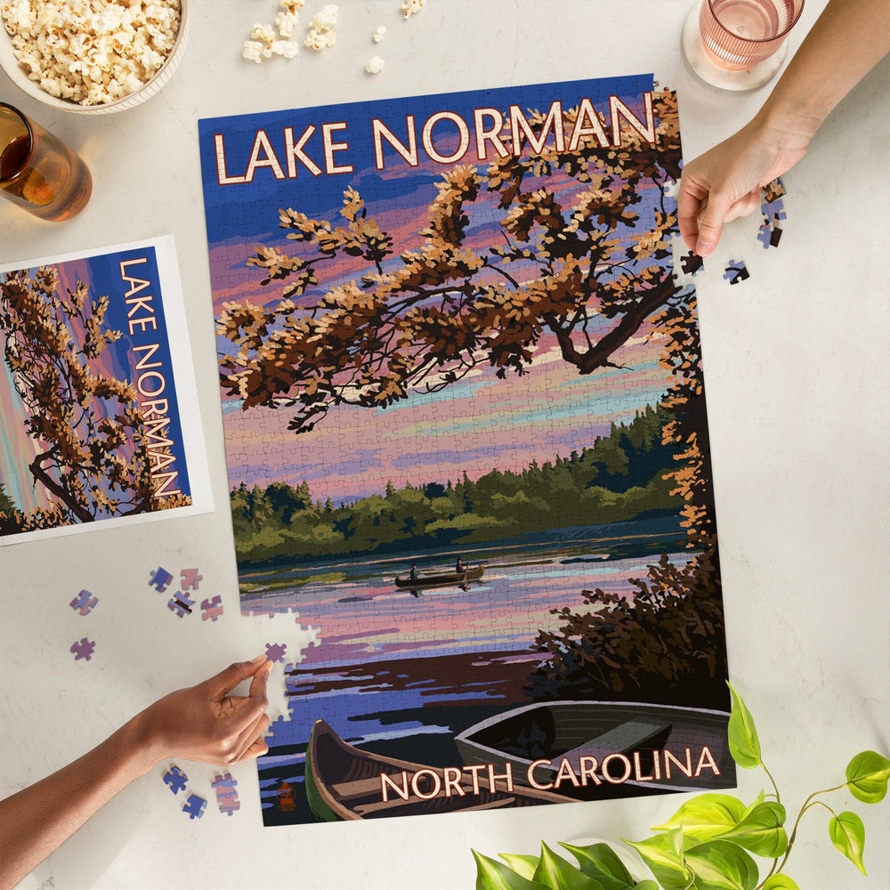 Lake Norman, North Carolina, Lake Scene at Dusk, Jigsaw Puzzle Puzzle Lantern Press 