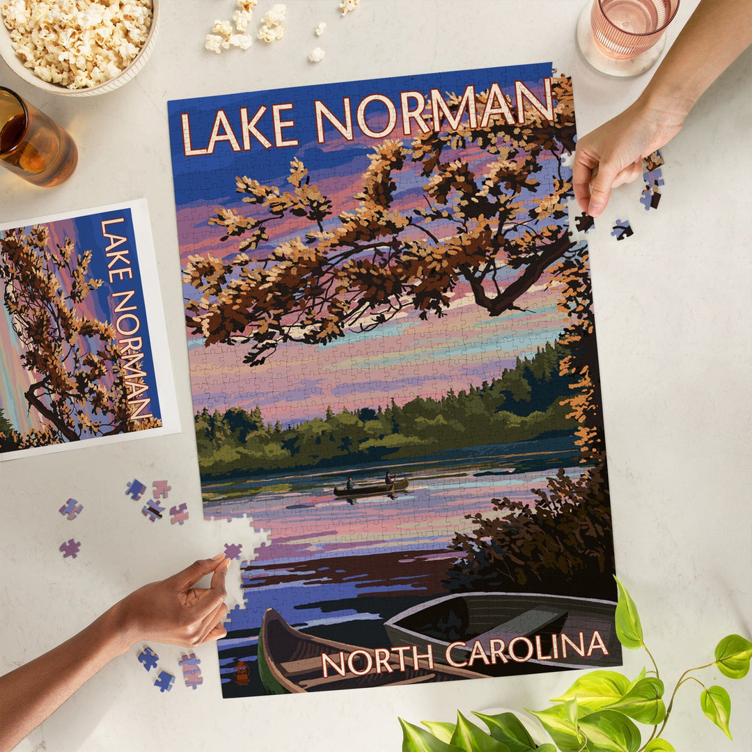 Lake Norman, North Carolina, Lake Scene at Dusk, Jigsaw Puzzle Puzzle Lantern Press 