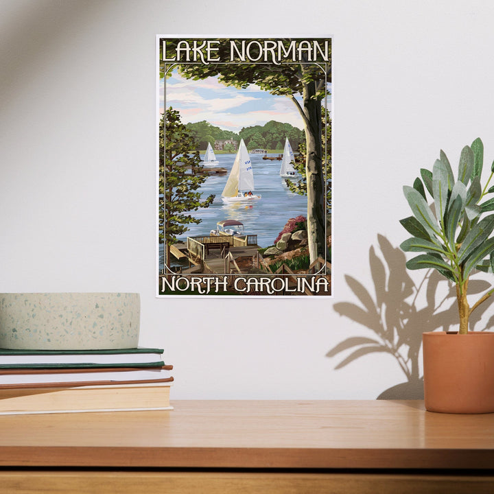 Lake Norman, North Carolina, Lake View with Sailboats, Art & Giclee Prints - Lantern Press