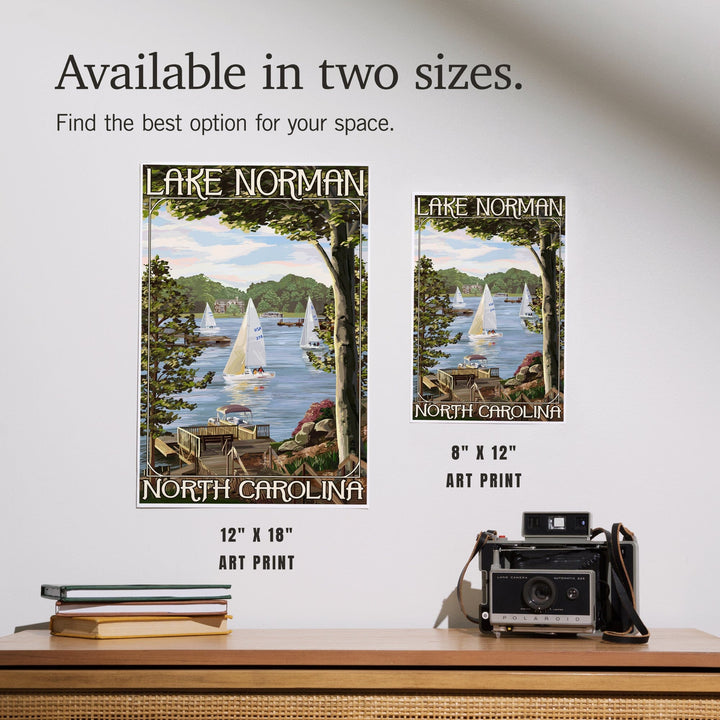 Lake Norman, North Carolina, Lake View with Sailboats, Art & Giclee Prints - Lantern Press