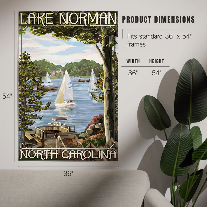 Lake Norman, North Carolina, Lake View with Sailboats, Art & Giclee Prints - Lantern Press