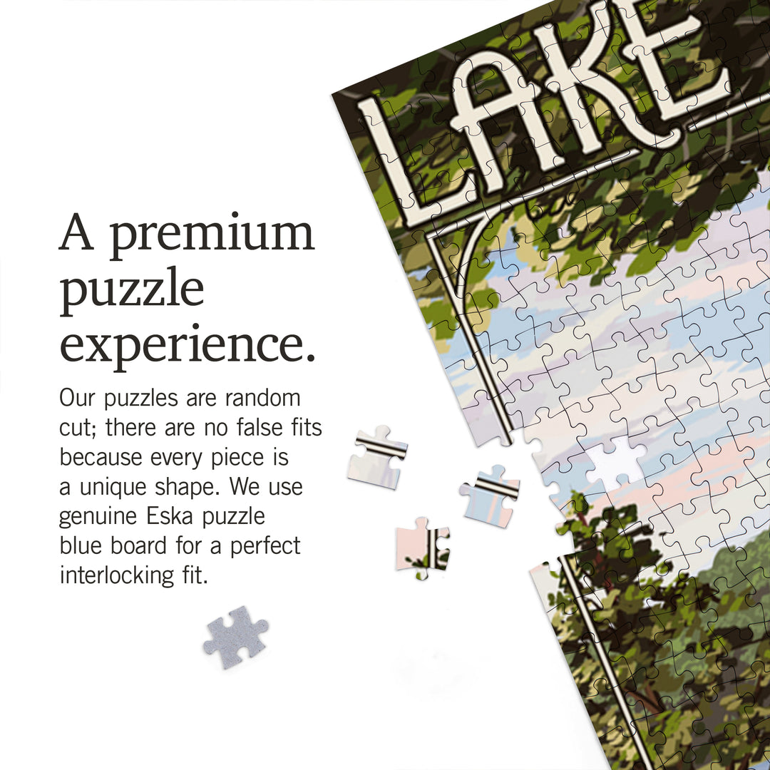 Lake Norman, North Carolina, Lake View with Sailboats, Jigsaw Puzzle Puzzle Lantern Press 