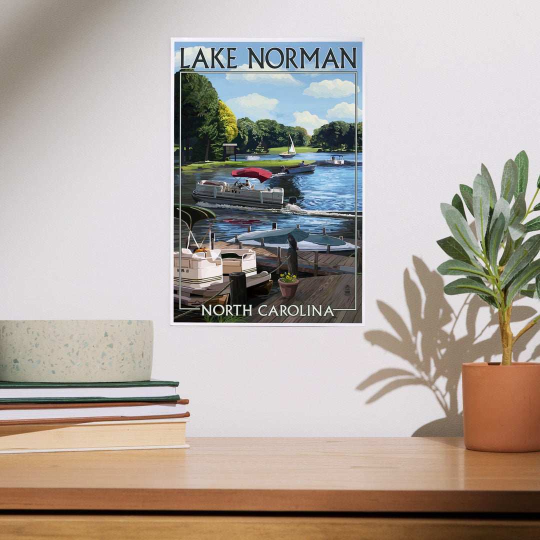 Lake Norman, North Carolina, Pontoon Boats, Art & Giclee Prints - Lantern Press