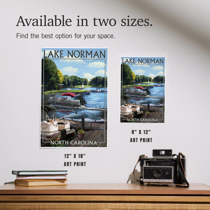 Lake Norman, North Carolina, Pontoon Boats, Art & Giclee Prints - Lantern Press