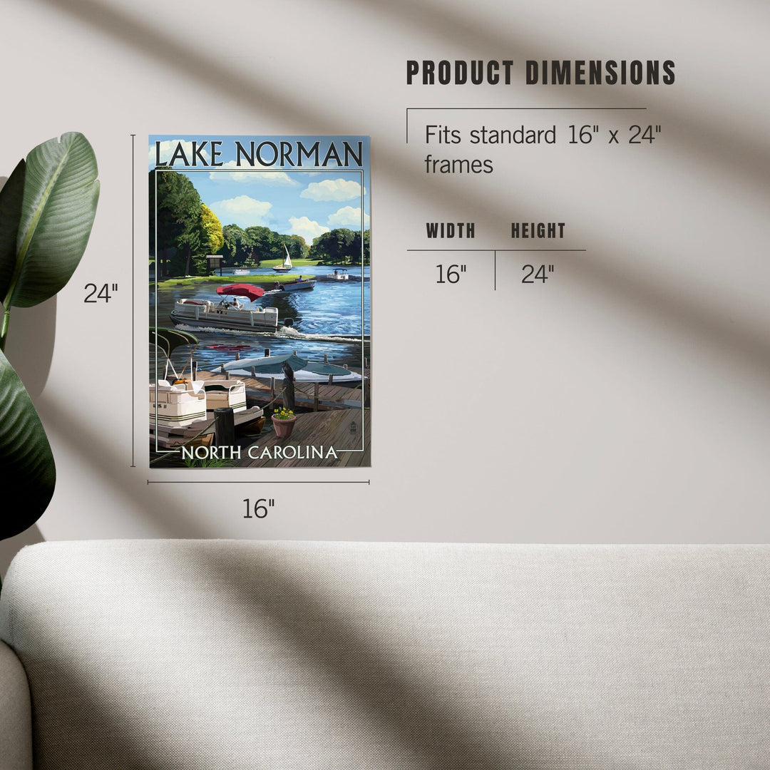 Lake Norman, North Carolina, Pontoon Boats, Art & Giclee Prints - Lantern Press